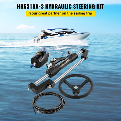 VEVOR Hydraulic Boat Steering Kit, 300HP Hydraulic Steering Kit Αντλία κράνους, κύλινδρος, τροχός, κιτ υδραυλικής στεγανοποίησης εύκαμπτου σωλήνα 18 ποδιών, Κιτ θαλάσσιου συστήματος διεύθυνσης σκάφους ανθεκτικό στη διάβρωση