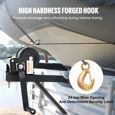 Βαρούλκο χειρός VEVOR, χωρητικότητα έλξης 800 λίβρες, Βαρούλκο ρυμουλκούμενου σκάφους Στρόφαλο βαρέως τύπου σχοινιού με ατσάλινο συρμάτινο καλώδιο 33 ποδών και καστάνια διπλής κατεύθυνσης, χειροκίνητο βαρούλκο με μανιβέλα για ρυμούλκηση τρέιλερ, σκάφους ή ATV