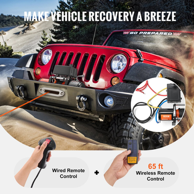 VEVOR Electric Winch for Truck 6000 lb Synthetic Rope αδιάβροχο τηλεχειριστήριο