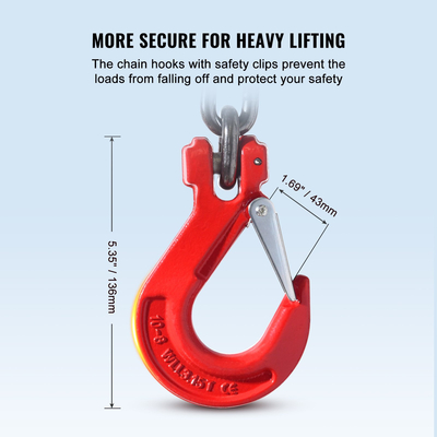VEVOR 3/8&quot; x 10&#039; Chain Sling 4 Legs G80 Lifting Chain with Grab Hooks 18400 lbs