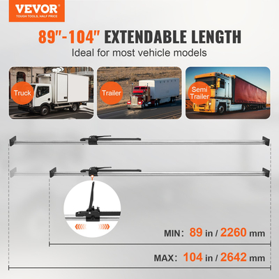 VEVOR Cargo Bar, Ratcheting Cargo Bar Ρυθμιζόμενη από 89" έως 104", Steel Stabilizer Cargo Bar βαρέως τύπου με χωρητικότητα 309 lbs, Μπάρα φόρτωσης κρεβατιού φορτηγού για κρεβάτι φορτηγών, ρυμουλκούμενο, ημιρυμουλκούμενο (4 τεμ.)