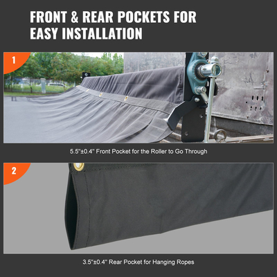 VEVOR Dump Truck Mesh Tarp, 7,5x18 ft, μαύρο κάλυμμα βαρέως τύπου με επίστρωση PVC με διπλή τσέπη 5,5&quot; 18 oz, ορειχάλκινοι δακτύλιοι, ενισχυμένος ιμάντας διπλής βελόνας που ταιριάζει χειροκίνητο ή ηλεκτρικό σύστημα ανατρεπόμενου φορτηγού