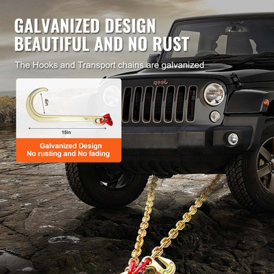 VEVOR 5/16&quot; x 2&#039; G80 Αλυσίδα ρυμούλκησης J Hook V-Chain Bridle Grab Hook Wrecker 10800 lbs