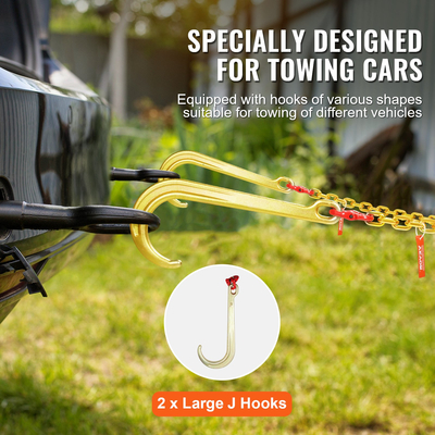 VEVOR 5/16&quot; x 2&#039; G80 Αλυσίδα ρυμούλκησης J Hook V-Chain Bridle Grab Hook Wrecker 10800 lbs