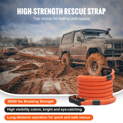 VEVOR 1&quot; x 20&#039; Kinetic Recovery Row Row 38.000 lbs, Heavy-Duty Off Road Snatch Strap, Extreme Duty 30% Elasticity Energy Snatch Strap for Jeep Car Truck ATV UTV SUV Tractor