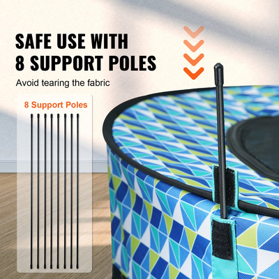 VEVOR Πτυσσόμενο παρκοκρέβατο για κατοικίδια, 44&#039;&#039; x 44&#039;&#039; x 24&#039;&#039; φορητό παρκοκρέβατο για σκύλους, Κλουβί ρείθρων για κουτάβι, σκύλο, γάτα, αδιάβροχο ύφασμα Oxford 600D, αφαιρούμενο φερμουάρ, για υπαίθριο κάμπινγκ ταξιδιού σε εσωτερικούς χώρους (Στρογγυλό, L)