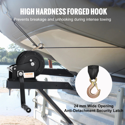 Βαρούλκο χειρός VEVOR, χωρητικότητα έλξης 1600 λίβρες, Βαρούλκο ρυμουλκούμενου σκάφους Βαρούλκο βαρέως τύπου σχοινιού με ιμάντα 33 ft και καστάνια διπλής κατεύθυνσης, χειροκίνητο βαρούλκο με μανιβέλα για ρυμούλκηση ρυμουλκούμενου, σκάφους ή ATV