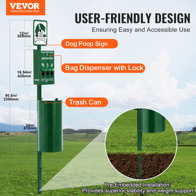 VEVOR Dog Waste Station 11,5 Galllons Outdoor Dog Poop Station with 600 Bags