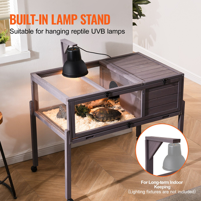 VEVOR Wooden Tortoise House Rolling Tortoise Habitat Indoor &amp; Outdoor for Snakes