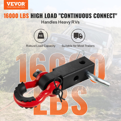 VEVOR 2&quot; Trailer Shackle Hitch Receiver D-Ring Recovery for Truck Jeep 65900 lbs