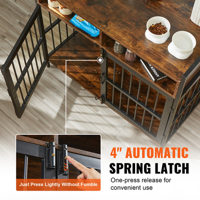 Κλουβί σκυλιών στυλ επίπλων VEVOR με αποθηκευτικό χώρο, Έπιπλα κιβωτίων σκύλου 41 ιντσών Μεγάλη ράτσας με διπλές πόρτες, Ξύλινο κλουβί για σκύλους μεγάλου/μεσαίου εσωτερικού χώρου, χωρητικότητας έως 70 λίβρες, Ρουστίκ καφέ