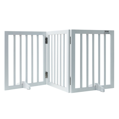 VEVOR Free Standing Dog Gate 24x60 ιντσών Ανεξάρτητη Πύλη Pet Πτυσσόμενη Λευκή