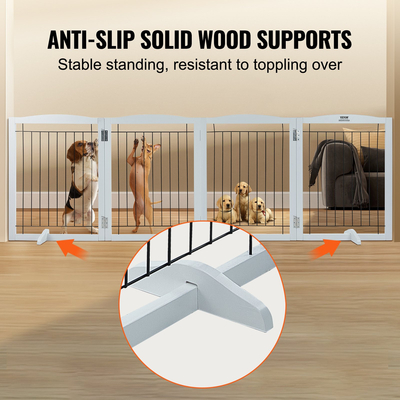 VEVOR Free Standing Dog Gate 32x96,5 ιντσών Ανεξάρτητη Πύλη Pet Πτυσσόμενη Λευκή