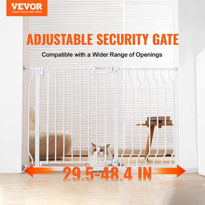 VEVOR Baby Gate, 29,5&quot;-48,4&quot; Extra Wide, 30&quot; High, Dog Gate για τις πόρτες και το σπίτι σκάλες, Easy Step Walk Thru Auto Close Child Gate Πόρτα ασφαλείας για κατοικίδια με κιτ τοποθέτησης πίεσης και κιτ τοποθέτησης στον τοίχο, λευκό