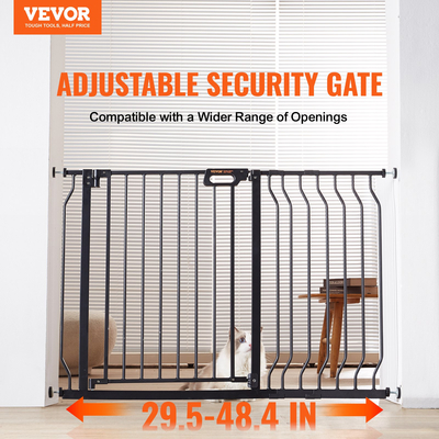 VEVOR Baby Gate, 29,5&quot;-48,4&quot; Extra Wide, 30&quot; High, Dog Gate για τις πόρτες και το σπίτι σκάλες, Easy Step Walk Thru Auto Close Child Gate Πόρτα ασφαλείας για κατοικίδια με κιτ τοποθέτησης πίεσης και κιτ τοποθέτησης στον τοίχο, μαύρο