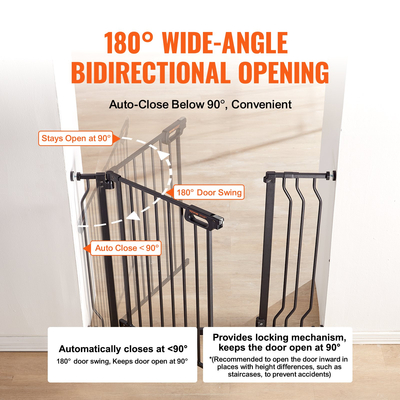 VEVOR Baby Gate, 29,5&quot;-39&quot; Extra Wide, 30&quot; High, Dog Gate για σκάλες Πόρτες και σπίτι, Easy Step Walk Thru Auto Close Child Gate Πόρτα ασφαλείας κατοικίδιων ζώων με κιτ τοποθέτησης πίεσης και κιτ τοποθέτησης στον τοίχο, μαύρο