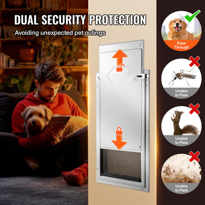 VEVOR Pet Door for Door with Lock and Magnetic Flap System Πλαίσιο αλουμινίου XL