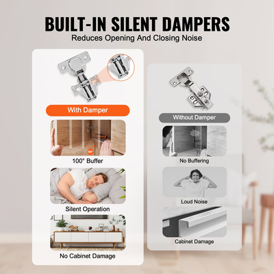 VEVOR μεντεσέδες πόρτας ντουλαπιού 60 συσκευασιών Μερική επικάλυψη Μαλακό κλείσιμο για πλαίσιο/χωρίς πλαίσιο