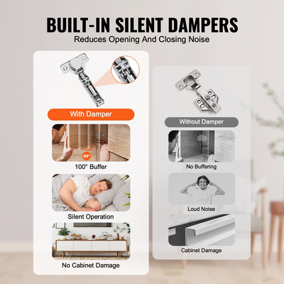 VEVOR μεντεσέδες πόρτας ντουλαπιού 60 συσκευασιών Πλήρης επικάλυψη Μαλακό κλείσιμο για τύπο χωρίς πλαίσιο