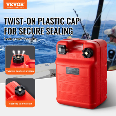 VEVOR Marine Fuel Tank, 6,34 Gallon/24L, Φορητή δεξαμενή αερίου καυσίμου σκάφους για σκάφη εξωλέμβιας μηχανής, πλαστική δεξαμενή καυσίμου εξωλέμβιου σκάφους με λάστιχο, εύκολη μεταφορά για γιοτ, ψαρόβαρκα, σκάφος καταστρώματος, κόκκινο