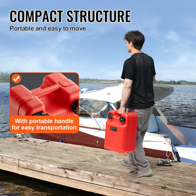 VEVOR Marine Fuel Tank, 6,34 Gallon/24L, Φορητή δεξαμενή αερίου καυσίμου σκάφους για σκάφη εξωλέμβιας μηχανής, πλαστική δεξαμενή καυσίμου εξωλέμβιου σκάφους με λάστιχο, εύκολη μεταφορά για γιοτ, ψαρόβαρκα, σκάφος καταστρώματος, κόκκινο