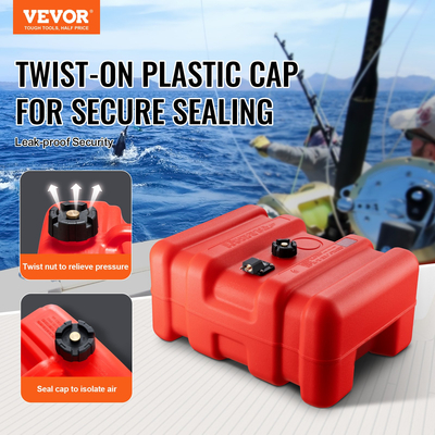 VEVOR Marine Fuel Tank, 14,53 Gallon/55L, Φορητή δεξαμενή αερίου καυσίμου σκάφους για σκάφη εξωλέμβιας μηχανής, πλαστική δεξαμενή καυσίμου εξωλέμβιου σκάφους με λάστιχο, εύκολο στη μεταφορά για σκάφος, ψαρόβαρκα, σκάφος καταστρώματος, κόκκινο
