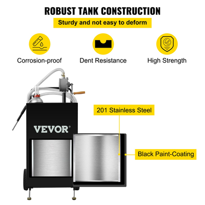 VEVOR 30 Gallon Caddy, Δεξαμενή αποθήκευσης καυσίμου με ρόδες, φορητό δοχείο καυσίμου με αντλία μεταφοράς Manuel, δοχείο καυσίμου βενζίνης ντίζελ για αυτοκίνητα, χορτοκοπτικά, ATV, σκάφη, Περισσότερα, Μαύρο