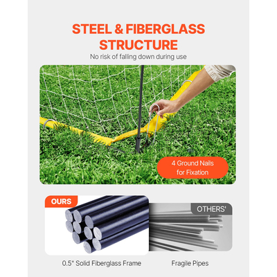 VEVOR 12x6 ft Φορητό γκολ ποδοσφαίρου Παιδικό δίχτυ ποδοσφαίρου μεταφοράς τσάντα στο κατώφλι προπόνηση