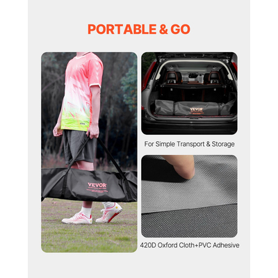 VEVOR 12x6 ft Φορητό γκολ ποδοσφαίρου Παιδικό δίχτυ ποδοσφαίρου μεταφοράς τσάντα στο κατώφλι προπόνηση