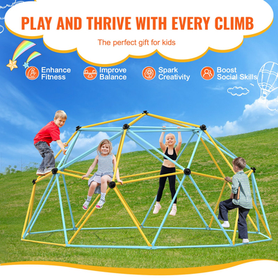 VEVOR Climbing Dome, 12FT Geometric Dome Climber Play Center για παιδιά 3 έως 10 ετών, Jungle Gym Supports 750LBS and Easy Assembly, with Climbing Grip, Outdoor Backyard Play Equipment for Children
