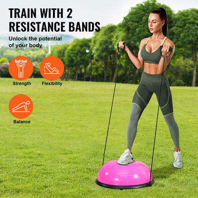 VEVOR 23&quot; Half Exercise Ball Trainer Yoga Balance Stability Band Resistance Ball