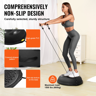 VEVOR 26&quot; Half Exercise Ball Trainer Yoga Balance Stability Band Resistance Ball