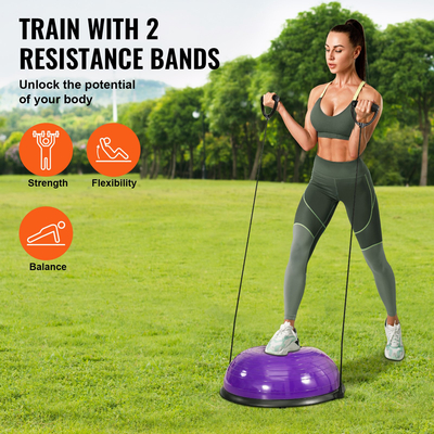 VEVOR 23&quot; Half Exercise Ball Trainer Yoga Balance Stability Band Resistance Ball