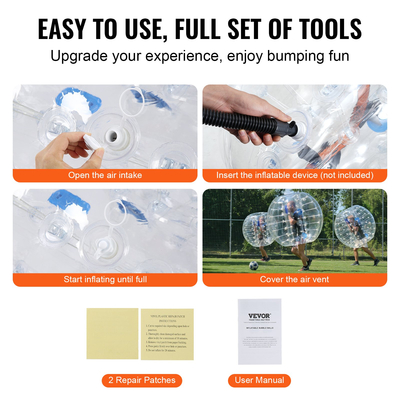 Φουσκωτή μπάλα προφυλακτήρα VEVOR 1-συσκευασία, 4FT/1,2M Body Sumo Zorb Balls for Teen, πάχους 0,8mm PVC Human Hamster Bubble Balls για ομαδικό παιχνίδι σε εξωτερικό χώρο, παιχνίδια προφυλακτήρα Bopper για κήπο, αυλή, πάρκο