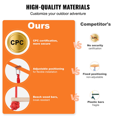 VEVOR 2x56 ft Ninja Warrior Obstacle Course Kids Outdoor Slackline 12 Obstacles