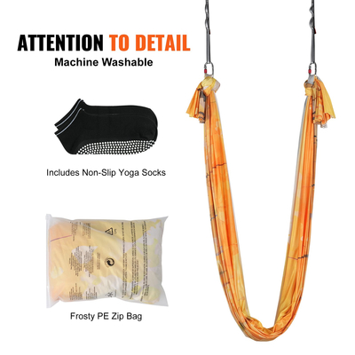 VEVOR Aerial Yoga Hammock &amp; Swing, 5,5 Yards, Aerial Yoga Starter Kit με 100gsm Nylon Fabric, Full Rigging Hardware &amp; Easy Set-up Guide, Antigravity Flying for All Levels Fitness Bodybuilding, Gold
