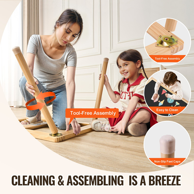 VEVOR Παιδικό Αισθητήριο Τραπέζι Εσωτερικό Ξύλινο Τραπέζι Νερού Play Sand με 3 Κάδους Αποθήκευσης