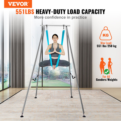 VEVOR Aerial Yoga Frame &amp; Yoga Hammock, Professional Yoga Stand Swing ύψους 9,67 ποδιών συνοδεύεται από εναέρια αιώρα 13,1 Yards, Μέγιστη χωρητικότητα φορτίου 551,15 lbs Εξέδρα γιόγκα για εσωτερικούς εξωτερικούς χώρους Aerial Yoga, μπλε