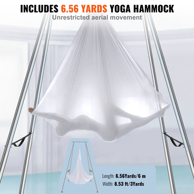 VEVOR Aerial Yoga Frame &amp; Yoga Hammock, 9,67 ft Professional Yoga Stand έρχεται με 6,6 Yards Aerial Hammock, Μέγιστη χωρητικότητα 551,15 lbs Εξέδρα γιόγκα για εσωτερικούς χώρους Aerial Yoga, λευκό
