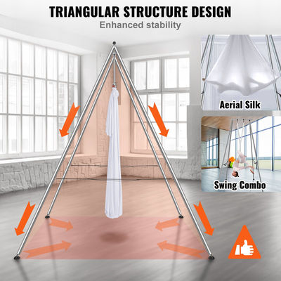 VEVOR Aerial Yoga Frame &amp; Yoga Hammock, 9,67 ft Professional Yoga Stand έρχεται με 6,6 Yards Aerial Hammock, Μέγιστη χωρητικότητα 551,15 lbs Εξέδρα γιόγκα για εσωτερικούς χώρους Aerial Yoga, λευκό