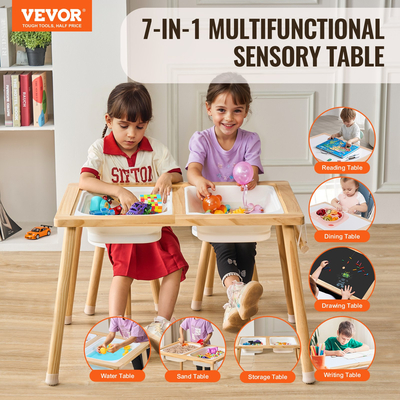 VEVOR Kids Sensory Τραπέζι &amp; Καρέκλα Τραπέζι Sand Water Play με 2 κάδους αποθήκευσης