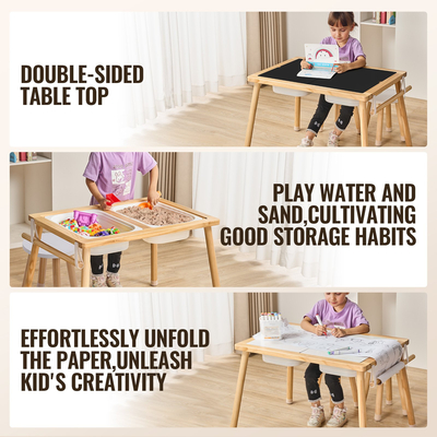 VEVOR Kids Sensory Τραπέζι &amp; Καρέκλα Τραπέζι Sand Water Play με 2 κάδους αποθήκευσης