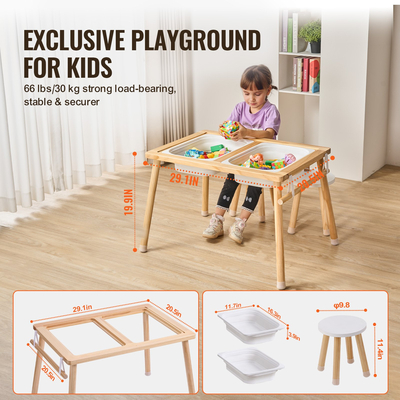 VEVOR Kids Sensory Τραπέζι &amp; Καρέκλα Τραπέζι Sand Water Play με 2 κάδους αποθήκευσης
