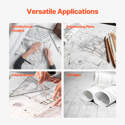 VEVOR Χαρτί πλότερ ευρείας μορφής Χαρτί 4 ρολά 24 σε x 150 πόδια CAD Bond Rolls