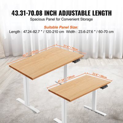 VEVOR Electric Standing Πλαίσιο γραφείου διπλού κινητήρα ρυθμιζόμενο 26&quot;-50,8&quot; H Λευκό