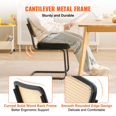 Καρέκλες VEVOR Rattan, Σετ 4, Μοντέρνα Καρέκλα Τραπεζαρίας Mid Century, Επενδυμένη καρέκλα βελούδινης έμφασης με πλάτη Rattan, Ρετρό Καρέκλα Τραπεζαρίας Κουζίνας για Σαλόνι, Υπνοδωμάτιο, Αναγνωστήριο, Γραφείο, Μαύρο