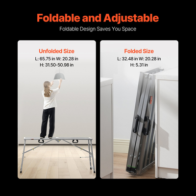 Πλατφόρμα εργασίας VEVOR Ρυθμιζόμενο ύψος Φορητή Πλατφόρμα Σκαλωσιάς Φορτίο 800 lb