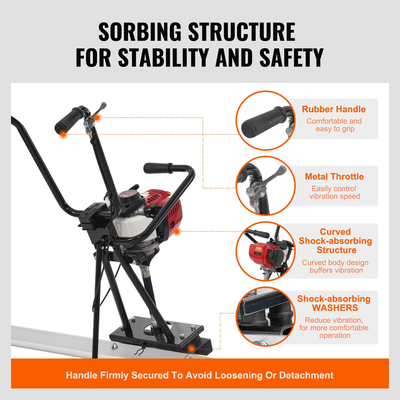 VEVOR Gas Concrete Power Screed, 6ft/8ft/11ft Σετ ράβδων πλάκας αλουμινίου, δονούμενος κινητήρας φινιρίσματος τσιμέντου 4 χρόνων με ρυθμιζόμενες λαβές, εργαλεία σκυροδέματος υψηλής απόδοσης 6500rpm