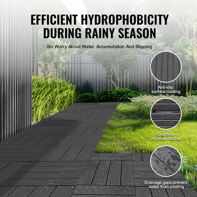 VEVOR Interlocking Deck Tiles 54 Pack 12&quot;x12&quot; Plastic for Orch Dark Grey