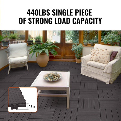 VEVOR Interlocking Deck Tiles 54 Pack 12&quot;x12&quot; Αδιάβροχο για Βεράντα Σκούρο Καφέ